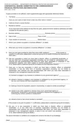 Form DFPI-3 &quot;Confidential Resume&quot; - California