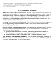 Form DFPI-10 Application for Authority to Organize Bank - California, Page 2