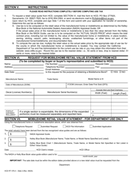 Form HCD RT476.4 Certification of Retail Value and Purchase Price - California, Page 2