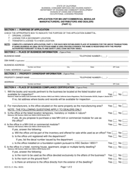 Form HCD OL21 Part C Application for Mh-Unit/Commercial Modular Manufacturers, Distributors and Dealers - California