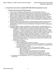 Form CDPH4256 Application for Authorization as a Therapeutic Survey Physicist or Therapeutic Calibration Physicist - California, Page 2