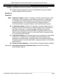 Form CDPH8488 Application for Lead Certification - California, Page 4