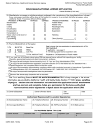 Form CDPH8595 Drug Manufacturing License Application - California, Page 2