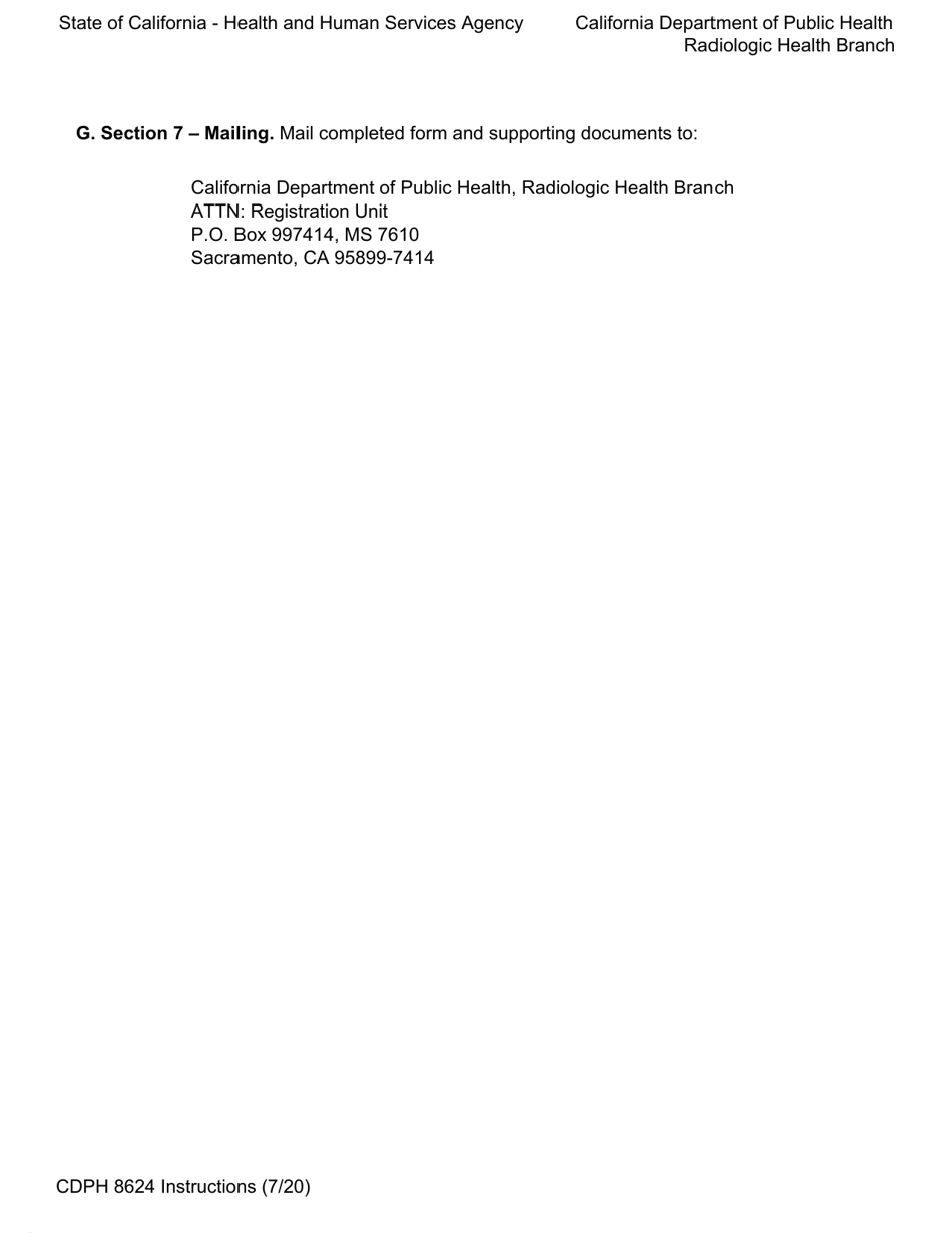 Instructions for Form CDPH8624 Application for Mammography Machine Certification - California, Page 5
