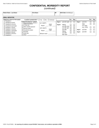 Form CDPH110A Confidential Morbidity Report - California, Page 2
