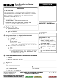 Document preview: Form CH-175 Cover Sheet for Confidential Information - California