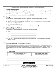 Form CH-165 Order on Request to Keep Minor&#039;s Information Confidential - California, Page 2