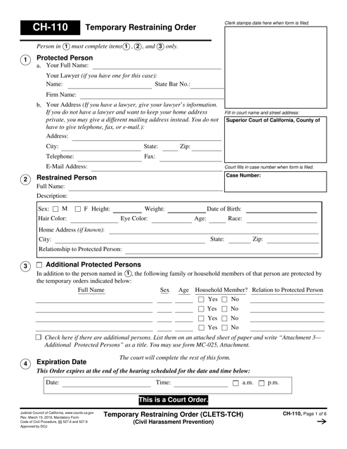 Form CH-110  Printable Pdf