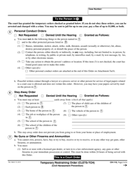 Form CH-110 Temporary Restraining Order - California, Page 2