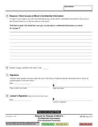Form CH-176 Request for Release of Minor&#039;s Confidential Information - California, Page 3