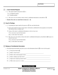 Form CH-179 Order on Request for Release of Minor&#039;s Confidential Information - California, Page 2