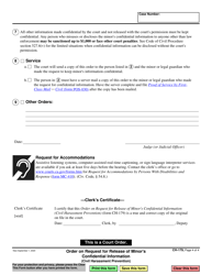 Form CH-179 Order on Request for Release of Minor&#039;s Confidential Information - California, Page 4