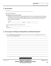 Form CH-178 Response to Request for Release of Minor&#039;s Confidential Information - California, Page 2