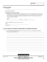 Form DV-178 Response to Request for Release of Minor&#039;s Confidential Information - California, Page 2
