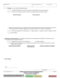 Form EJ-159 Order on Application for Designation of Deposit Account Exemption - California, Page 2