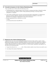 Form GV-100 Petition for Gun Violence Restraining Order - California, Page 3