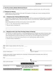 Form GV-100 Petition for Gun Violence Restraining Order - California, Page 4
