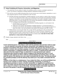 Form GV-110 Temporary Gun Violence Restraining Order - California, Page 3