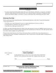 Form GV-110 Temporary Gun Violence Restraining Order - California, Page 5