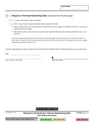 Form GV-600 Request to Terminate Gun Violence Restraining Order - California, Page 2