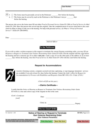 Form GV-610 &quot;Notice of Hearing on Request to Terminate Gun Violence Restraining Order&quot; - California, Page 2