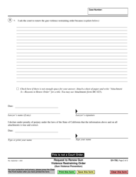 Form GV-700 &quot;Request to Renew Gun Violence Restraining Order&quot; - California, Page 2