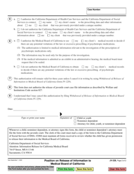 Form JV-228 Position on Release of Information to Medical Board of California - California, Page 2