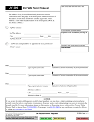 Document preview: Form JV-295 De Facto Parent Request - California
