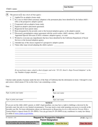 Form JV-321 Request for Prospective Adoptive Parent Designation - California, Page 2
