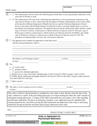 Form JV-223 Order on Application for Psychotropic Medication - California, Page 2