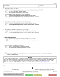 Form JV-290 Caregiver Information Form - California, Page 2