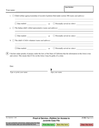 Form JV-569 Proof of Service - Petition for Access to Juvenile Case File - California, Page 3