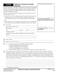 Document preview: Form JV-570 Petition for Access to Juvenile Case File - California