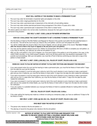 Form JV-820 Notice of Intent to File Writ Petition and Request for Record to Review Order Setting a Hearing Under Welfare and Institutions Code Section 366.26 (California Rules of Court, Rule 8.450) - California, Page 2