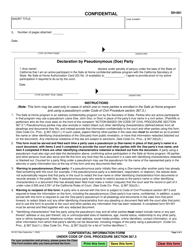 Form SH-001 Confidential Information Form Under Code of Civil Procedure Section 367.3 - California, Page 2