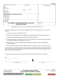 Document preview: Form UD-104(A) Attachment - Declaration of Covid-19 - Related Financial Distress - California