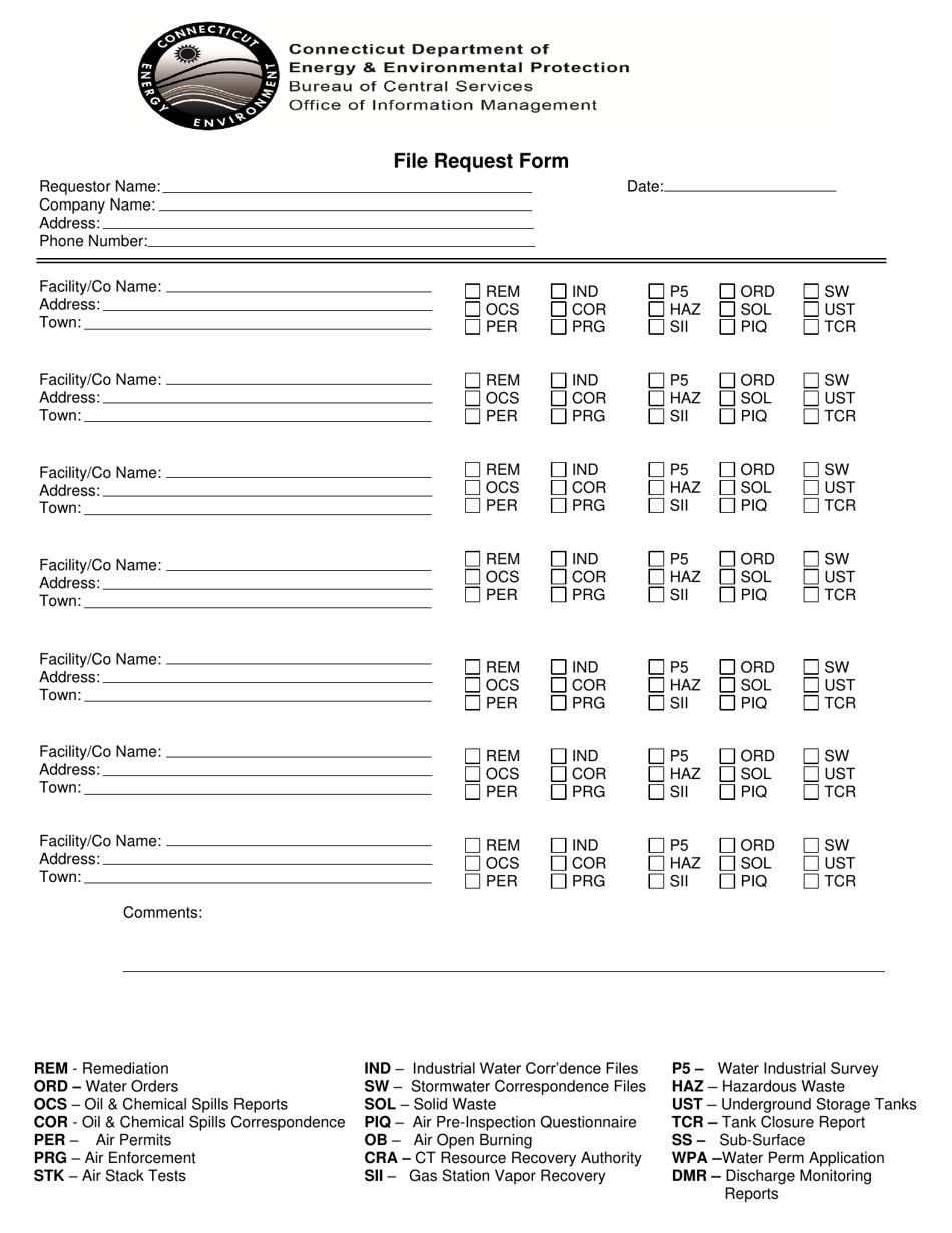 Connecticut File Request Form - Fill Out, Sign Online and Download PDF ...