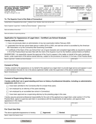 Document preview: Form JD-ES-96A Application for Appearance of Legal Intern - Certified Law School Graduate - Connecticut