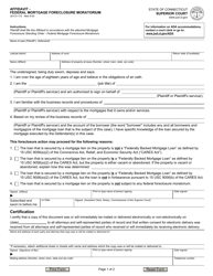 Document preview: Form JD-CV-172 Affidavit - Federal Mortgage Foreclosure Moratorium - Connecticut