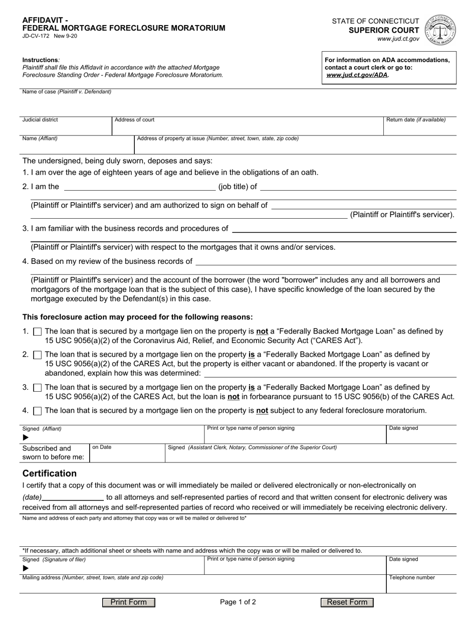 Form JD-CV-172 - Fill Out, Sign Online and Download Fillable PDF ...