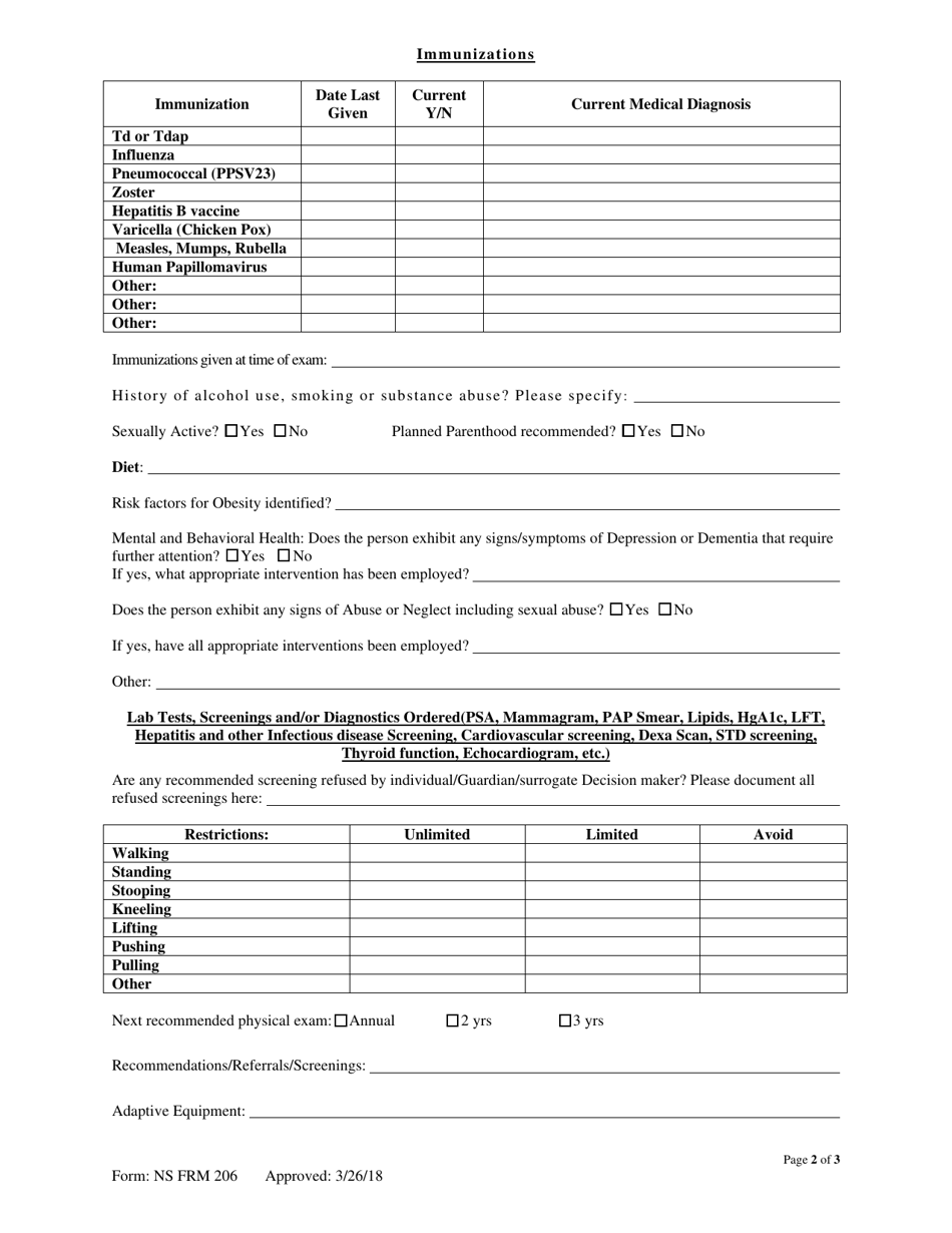 Form NS FRM206 Download Fillable PDF or Fill Online Physical ...