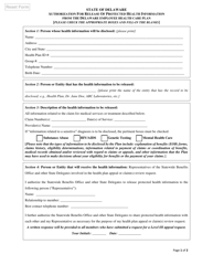Document preview: Authorization for Release of Protected Health Information From the Delaware Employee Health Care Plan - Delaware