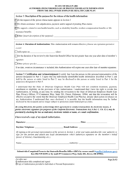 Authorization for Release of Protected Health Information From the Delaware Employee Health Care Plan - Delaware, Page 2