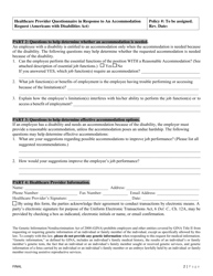 Ada Healthcare Provider Questionnaire in Response to an Accommodation Request - Delaware, Page 2