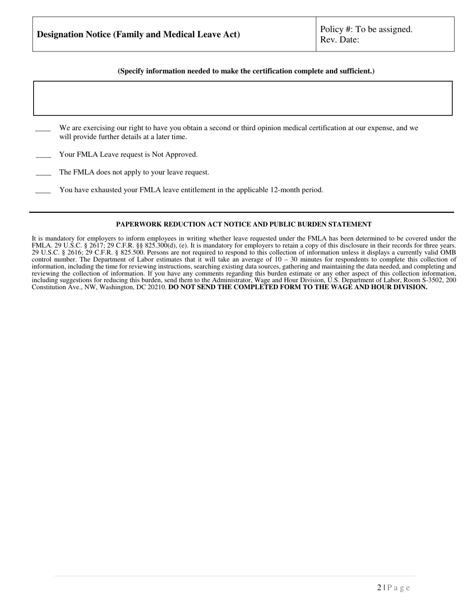 Delaware Fmla Designation Notice Fill Out, Sign Online and Download