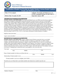 &quot;Certification of Health Care Provider for Family Member's Serious Health Condition (Family and Medical Leave Act)&quot; - Delaware