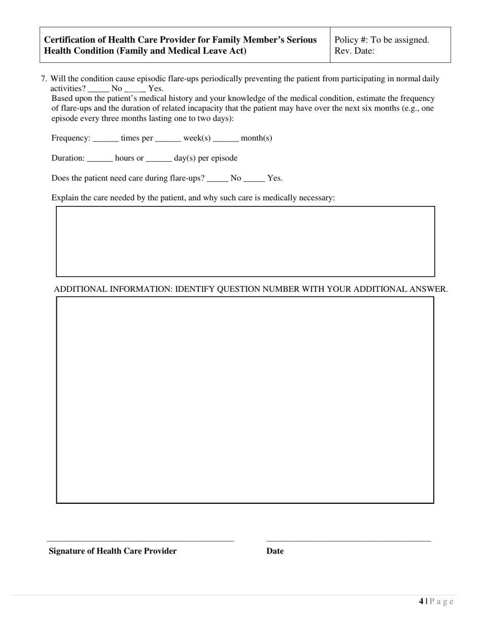 Certification of Health Care Provider for Family Members Serious Health Condition (Family and Medical Leave Act) - Delaware, Page 4