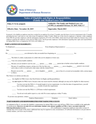 Notice of Eligibility and Rights &amp; Responsibilities (Family and Medical Leave Act) - Delaware