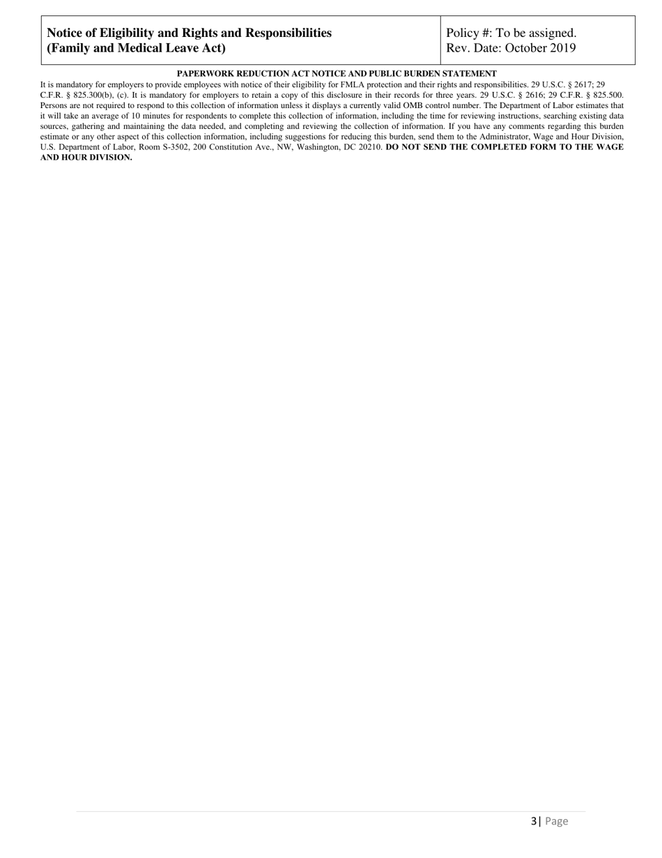 Notice of Eligibility and Rights  Responsibilities (Family and Medical Leave Act) - Delaware, Page 3