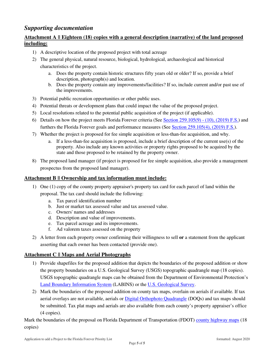 Application for New Florida Forever Project - Florida, Page 5